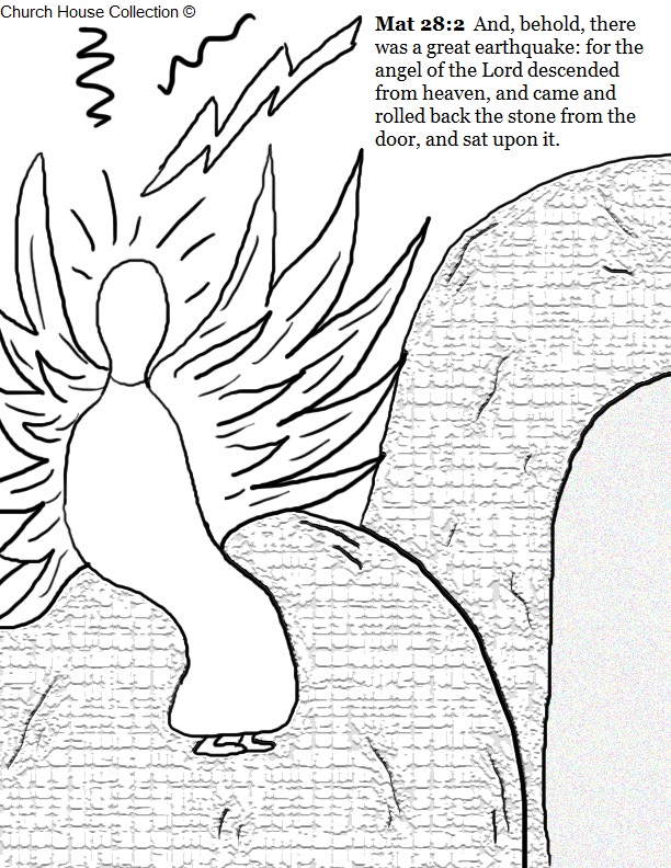 Angel Rolled The Stone Away Coloring Page